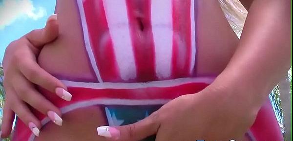  Teen with patriotically painted booty